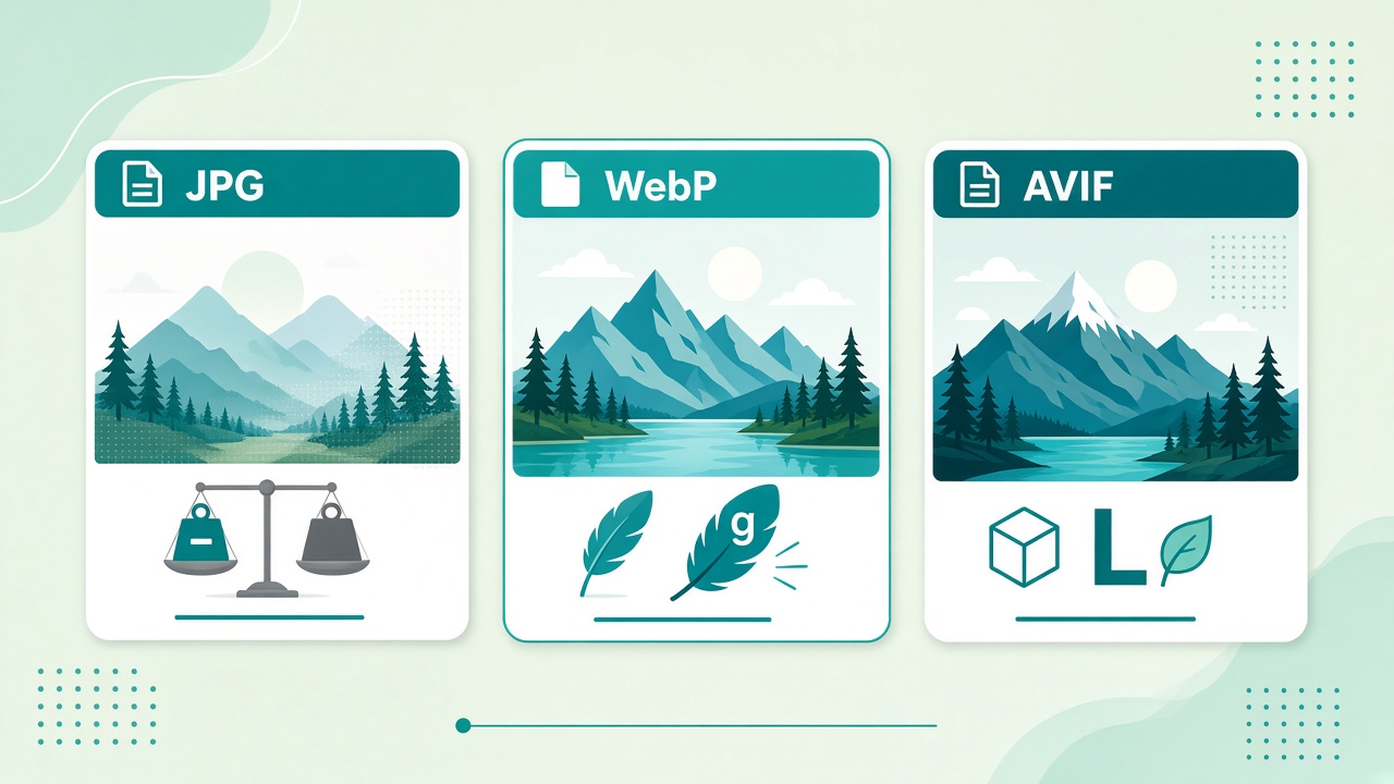 Illustration for JPG vs WebP vs AVIF for websites