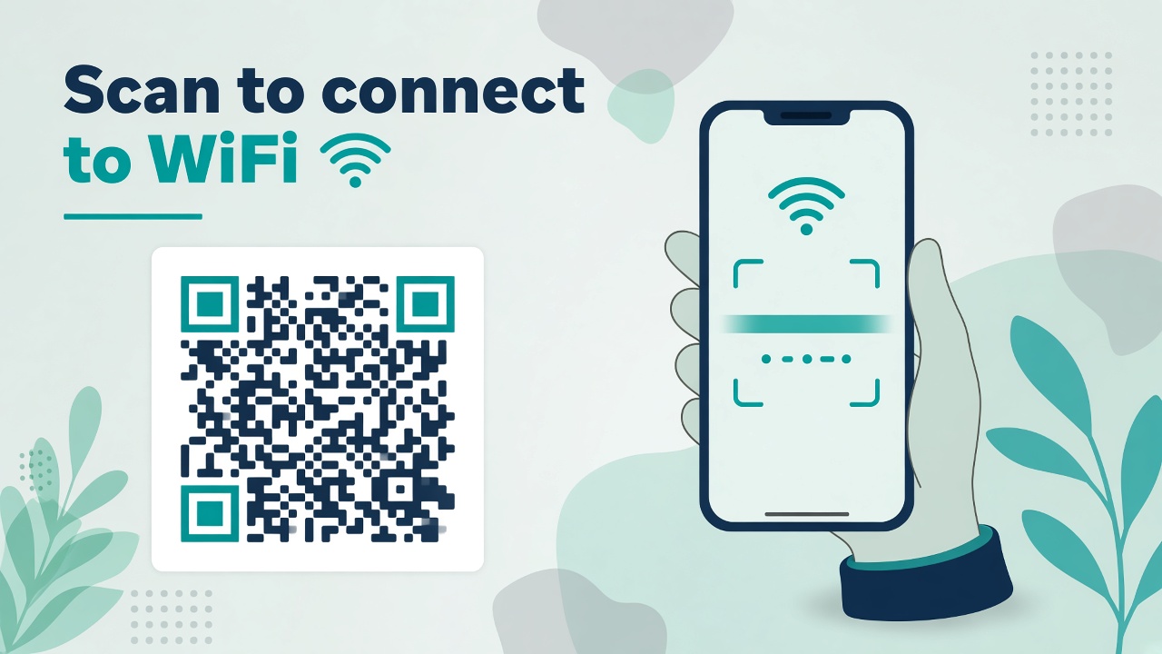 Illustration for WiFi QR code guests can scan