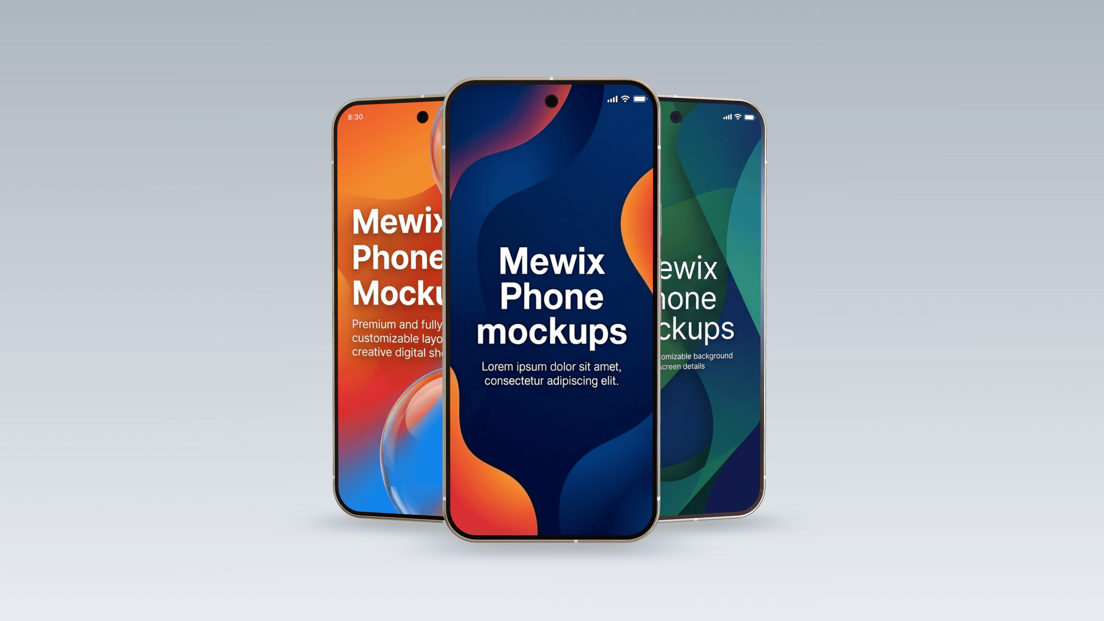Three phones mockup template