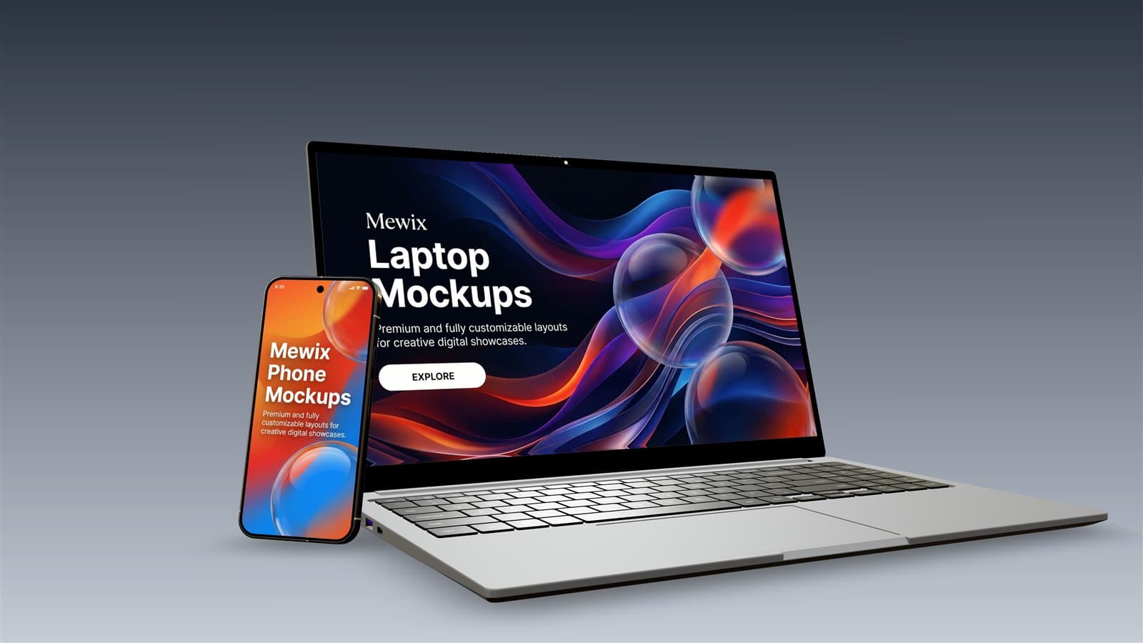 Laptop scene mockup template